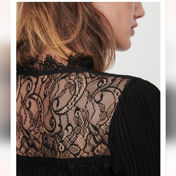 Maje Rockette Pleated Lace Dress in Black - Picture 5 of 12